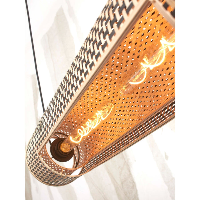 GOOD&MOJO Hanglamp Bhutan - Bamboe|Zwart - 85x15x15cm