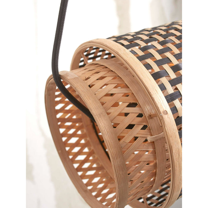 GOOD&MOJO Hanglamp Bhutan - Bamboe|Zwart - 85x15x15cm