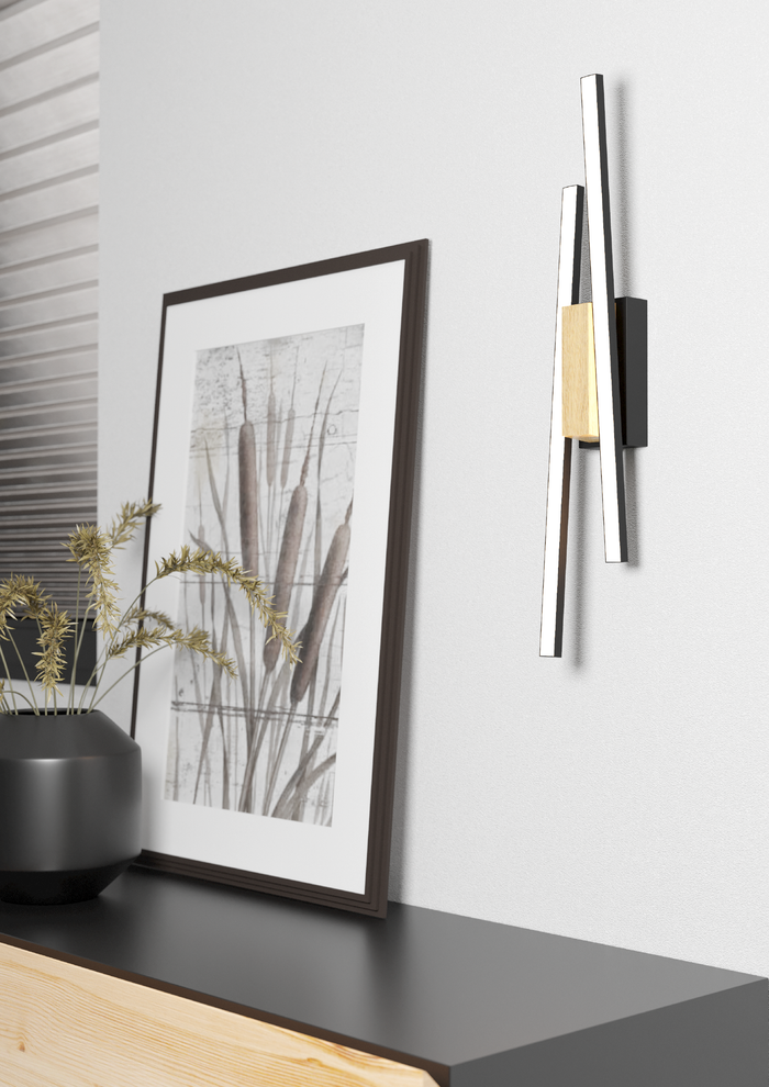 EGLO Panagria Wandlamp - LED - 54 cm - Zwart|Bruin|Wit