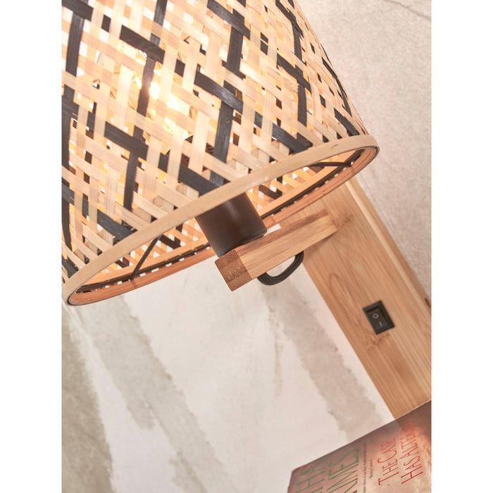 GOOD&MOJO Wandlamp Java - Bamboe|Zwart - 30x22x52cm