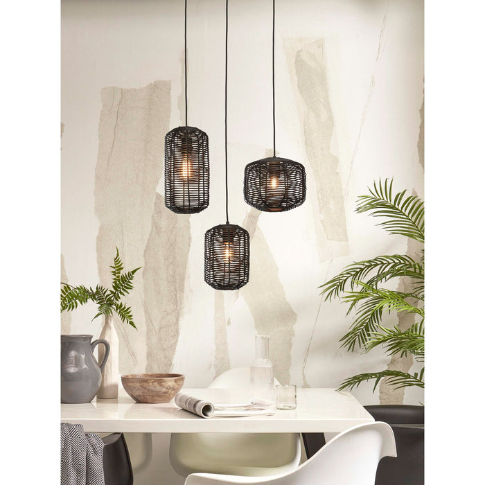 GOOD&MOJO Hanglamp Tanami - Rotan Zwart - Ø18x25cm