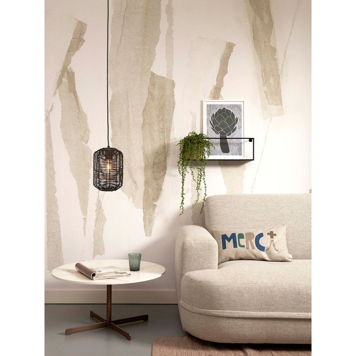 GOOD&MOJO Hanglamp Tanami - Rotan Zwart - Ø18x25cm