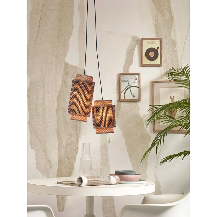 GOOD&MOJO Hanglamp Bhutan - Bamboe|Zwart - 2L