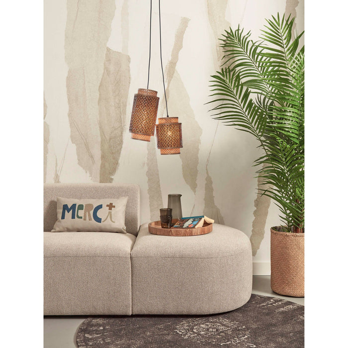 GOOD&MOJO Hanglamp Bhutan - Bamboe|Zwart - 2L