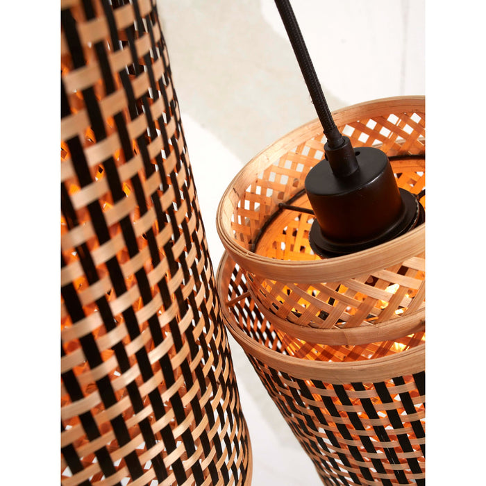 GOOD&MOJO Hanglamp Bhutan - Bamboe|Zwart - 2L