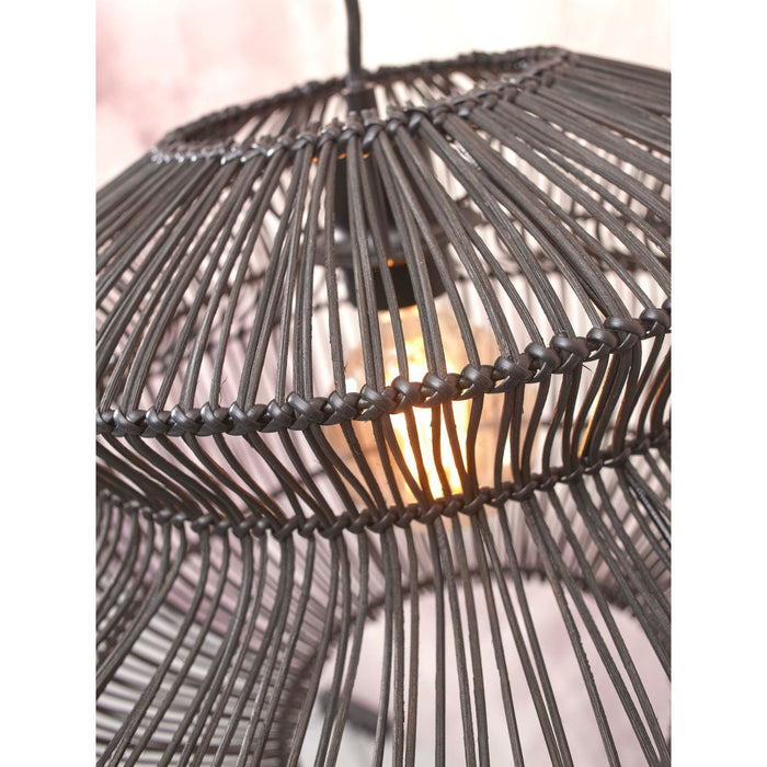GOOD&MOJO Hanglamp Zanzibar - Rotan Zwart - Ø40x30cm