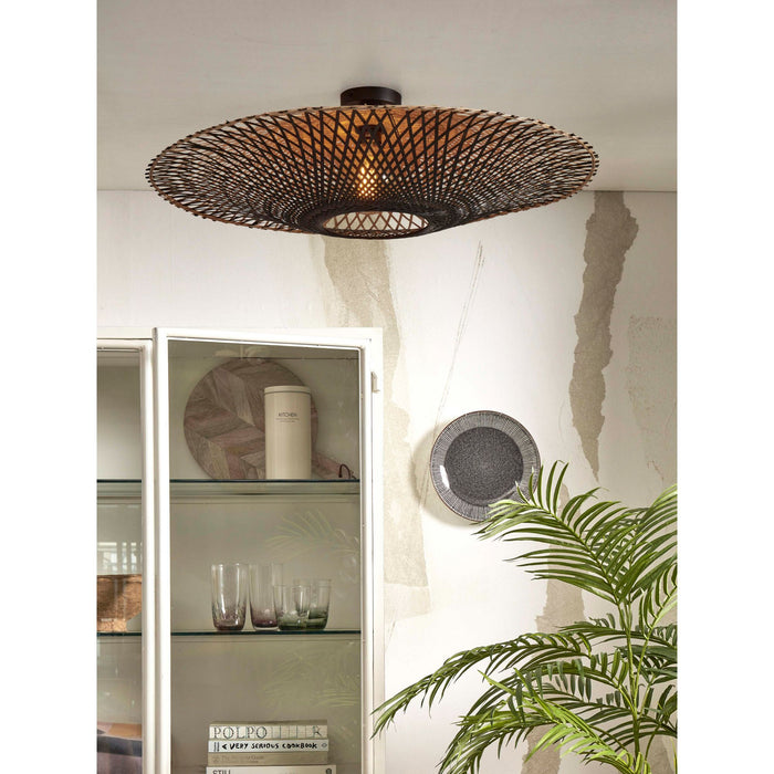 GOOD&MOJO Kalimantan Plafondlamp - Ø87cm - Zwart / Bamboe