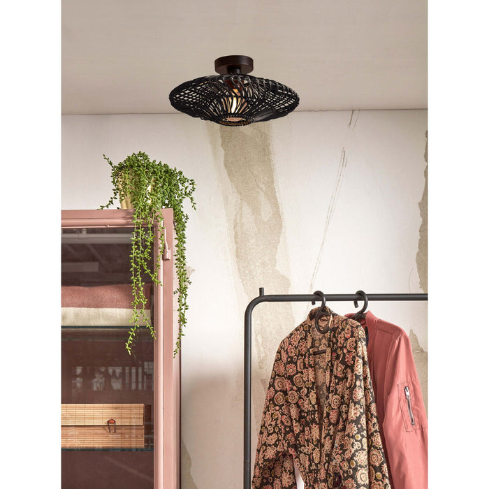 GOOD&MOJO Plafonniere Zanzibar - Rotan Zwart - Ø40cm