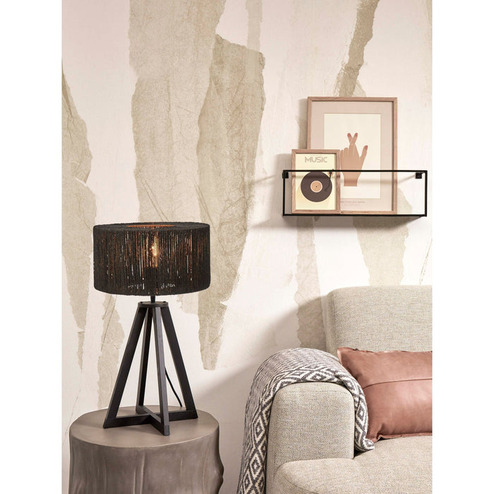 GOOD&MOJO Tafellamp Iguazu - Jute|Bamboe Zwart - Ø30x51cm