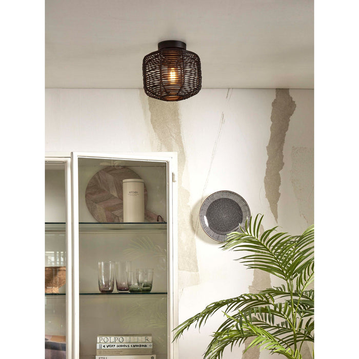 GOOD&MOJO Plafonniere Tanami - Rotan Zwart - Ø25cm