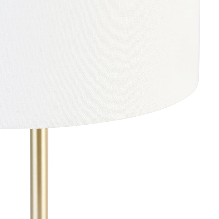 QAZQA Klassieke tafellamp messing met kap wit 35 cm - Simplo