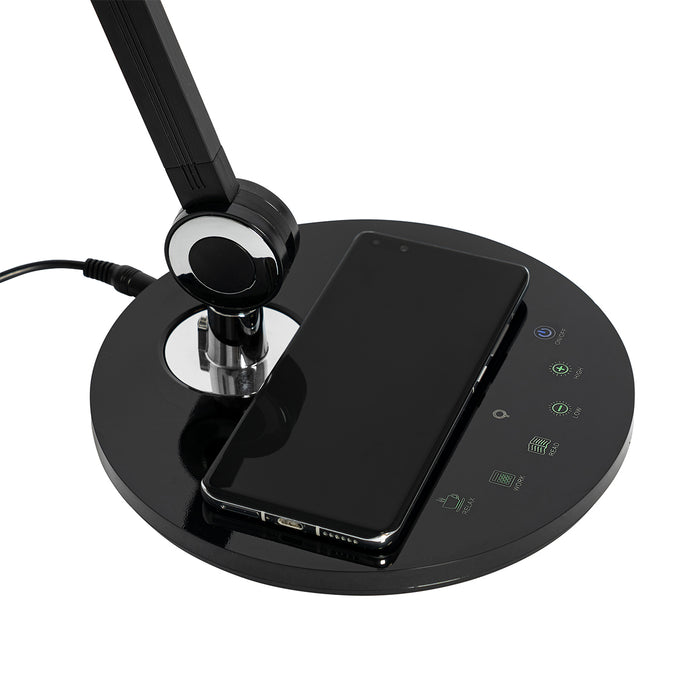 QAZQA Design tafellamp zwart incl. LED met touch en inductielader -