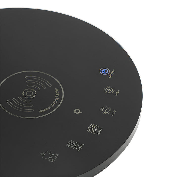 QAZQA Design tafellamp zwart incl. LED met touch en inductielader -