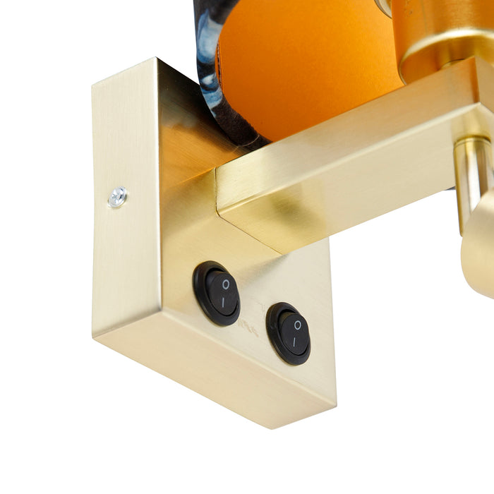 QAZQA Wandlamp messing met leeslamp en kap 18 cm bloemen - Brescia