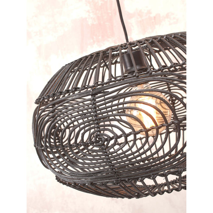 GOOD&MOJO Vloerlamp Madeira - Bamboe|Rotan Zwart - 74x48x176cm