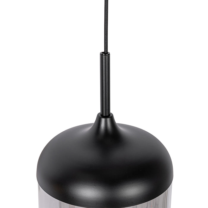 QAZQA Design hanglamp zwart met goud en smoke glas 3-lichts - Kyan