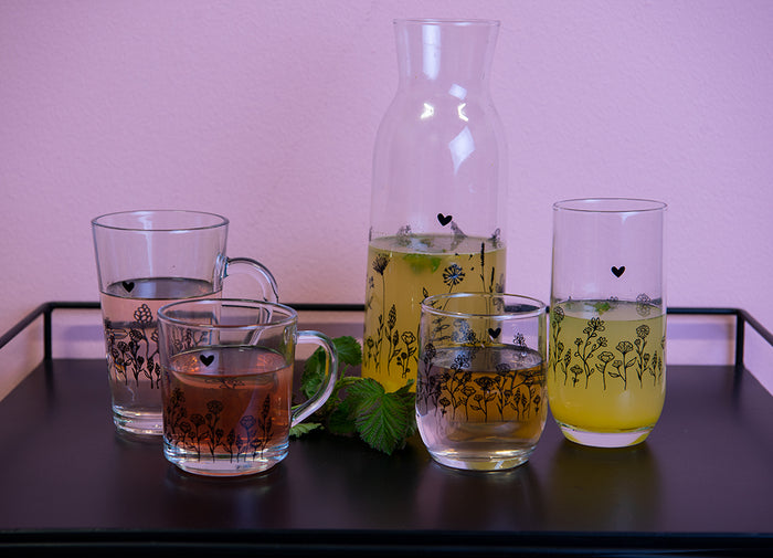 Clayre & Eef Waterglas 300 ml Glas Bloemen Drinkbeker