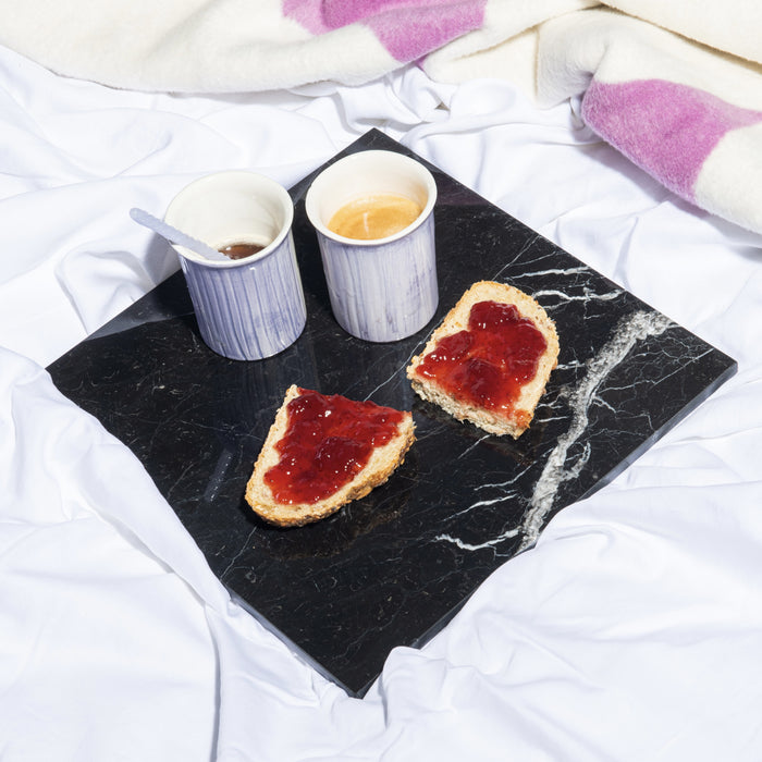 STONED Zwart Marmer Serveerplank Vierkant 30 x 30 cm