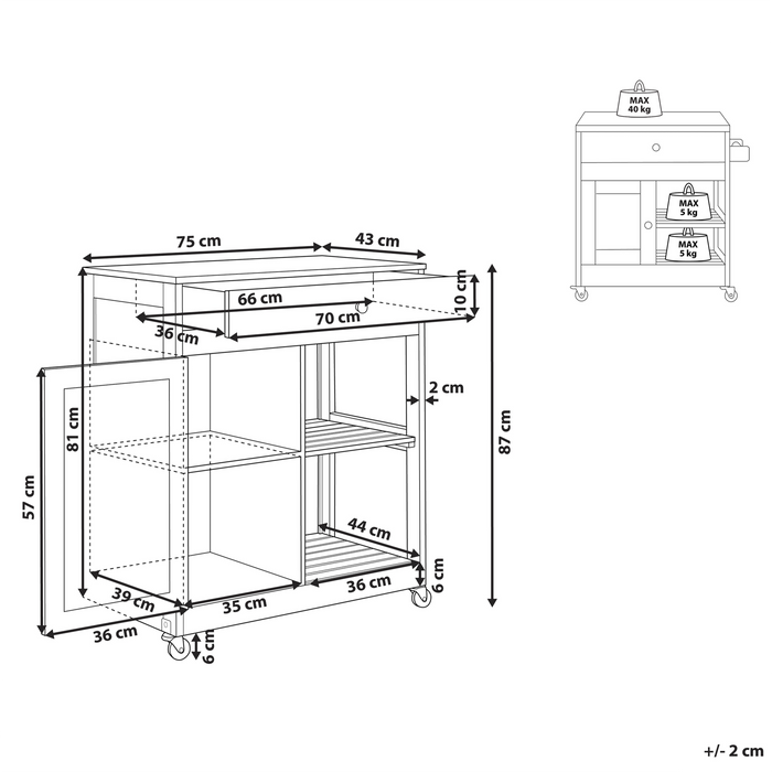 Beliani - TRAPANI - Keukentrolley - Lichtgrijs - MDF
