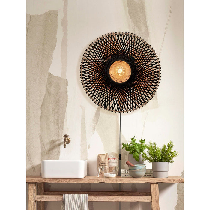 GOOD&MOJO Kalimantan Wandlamp Rond - Ø60cm - Zwart / Bamboe