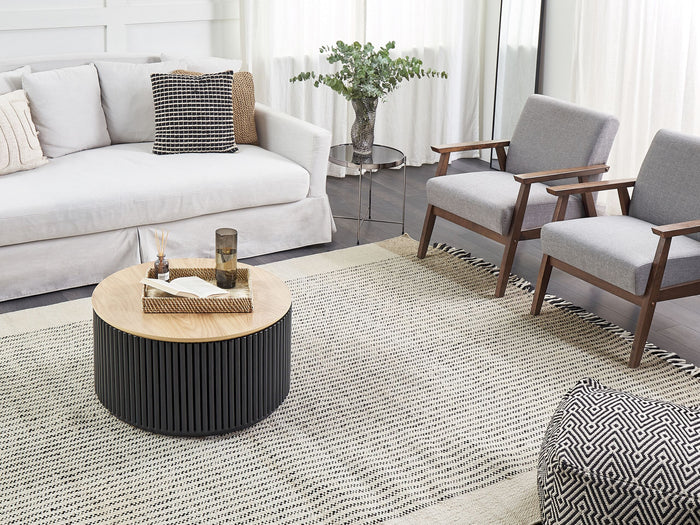 Beliani-DIVARLI-Modern vloerkleed-Lichtbeige-200 x 300 cm-Wol