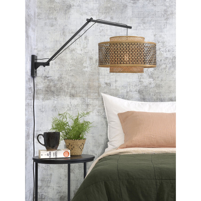 GOOD&MOJO Wandlamp Bhutan - Bamboe Zwart|Naturel - 95x50x55cm