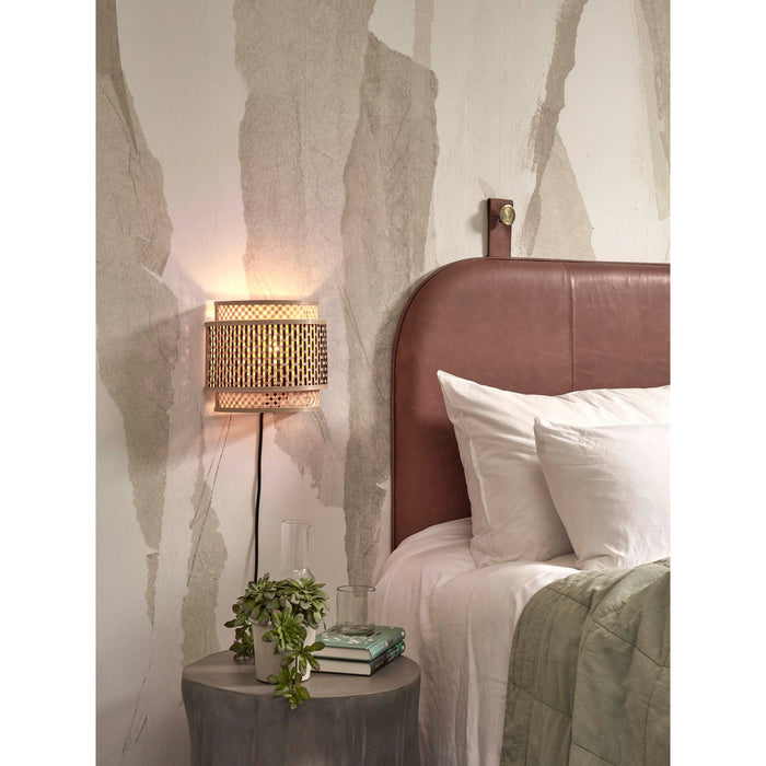 GOOD&MOJO Wandlamp Bhutan - Bamboe|Zwart - 24x12x21cm