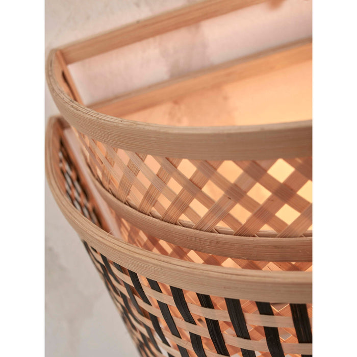 GOOD&MOJO Wandlamp Bhutan - Bamboe|Zwart - 24x12x21cm