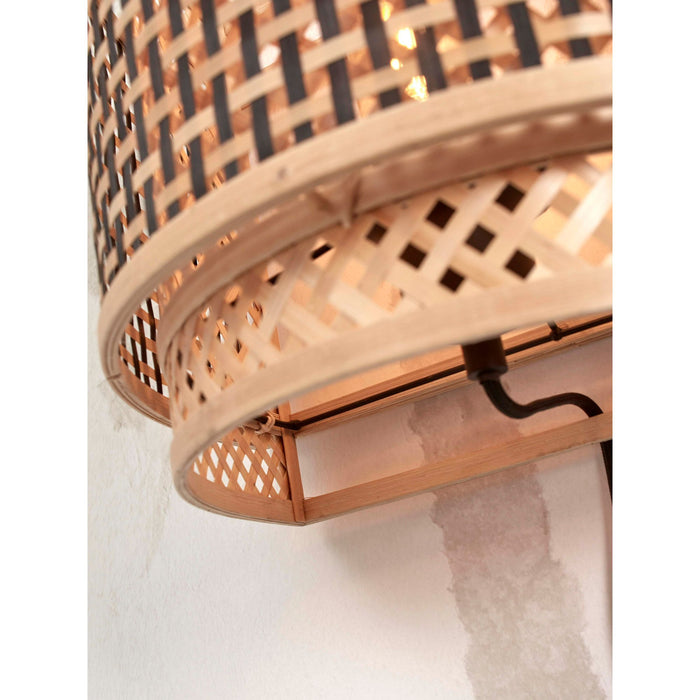 GOOD&MOJO Wandlamp Bhutan - Bamboe|Zwart - 24x12x21cm