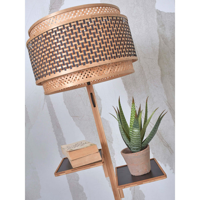 GOOD&MOJO Vloerlamp Bhutan - Bamboe|Zwart - Ø40x160cm