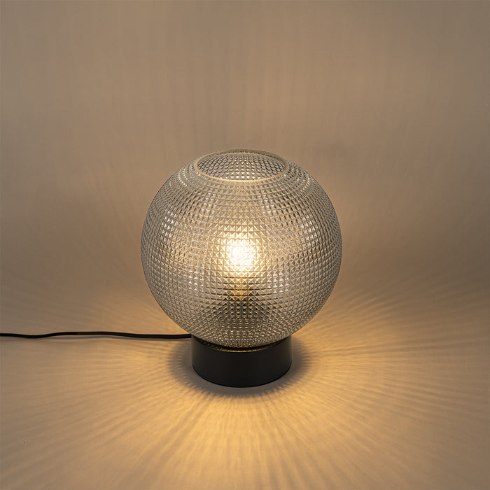 QAZQA Design tafellamp zwart met smoke glas - Chico