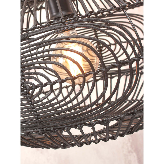 GOOD&MOJO Plafonniere Madeira - Rotan Zwart - Ø48cm