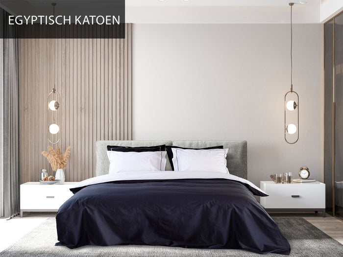 Dekbedovertrek doubleface - Egyptisch katoen - 200x200 - antraciet|wit