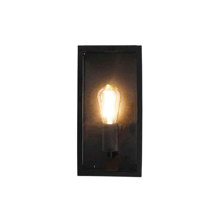 QAZQA Set van 2 buiten wandlampen zwart IP44 met glas - Rotterdam