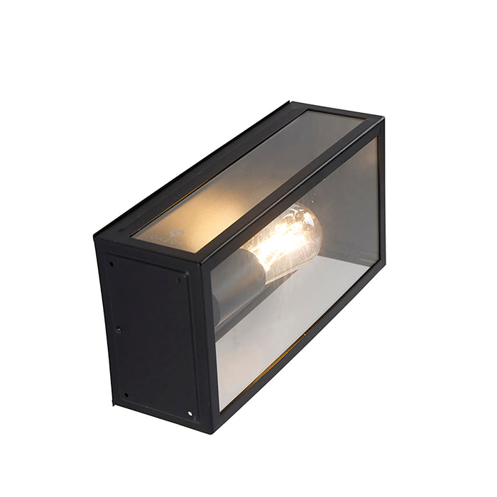 QAZQA Set van 2 buiten wandlampen zwart IP44 met glas - Rotterdam