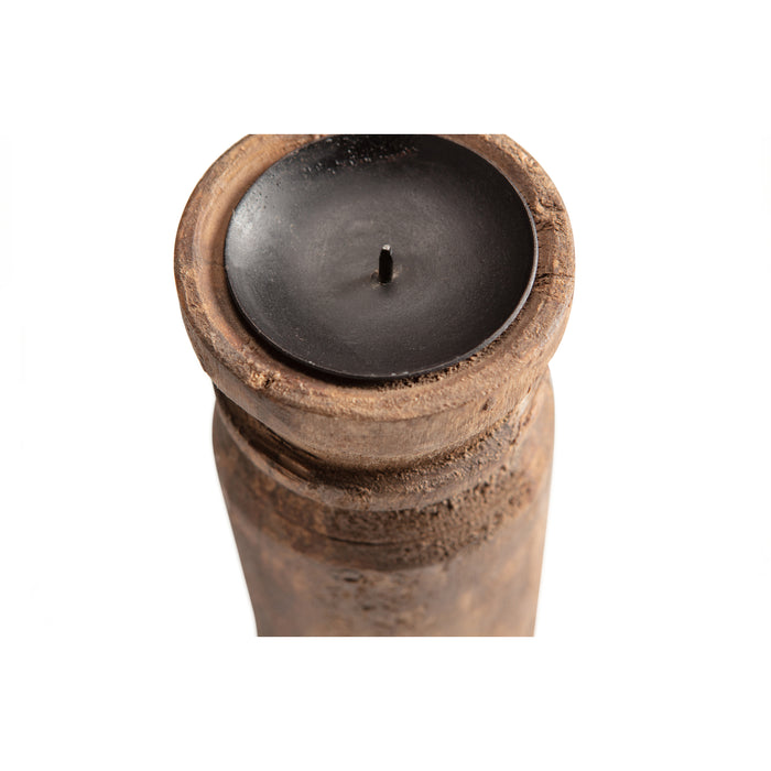 Basiclabel Krul Kandelaren - Hout - Naturel - Set van 3