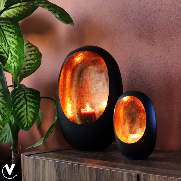 Kandelaar Golden Egg – Zwart|Goud – XL – H38 cm