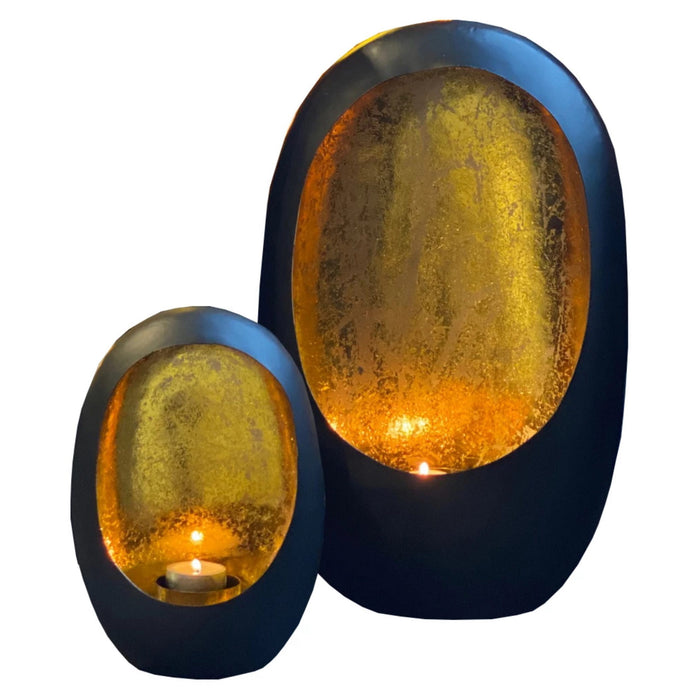 Kandelaar Golden Egg – Zwart|Goud – XL – H38 cm