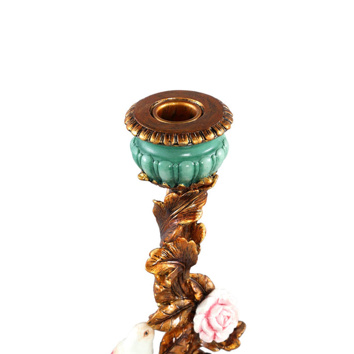 PTMD Sing Bronze polyresin bird candle holder S