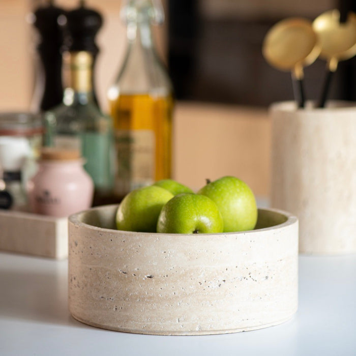 STONED Beige Travertin Fruitschaal