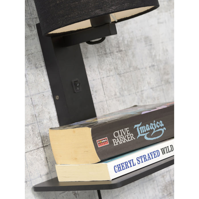 GOOD&MOJO Wandlamp Andes - Bamboe Zwart|Naturel - 19x24x36cm