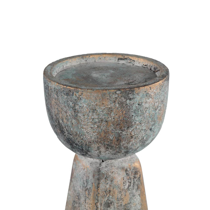 PTMD Zavis Grey cement candle holder round low