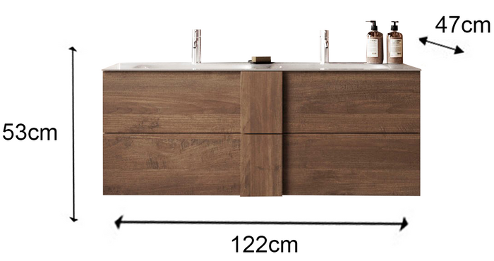 Benvenuto Design Jupiter 120 cm Zwevend Wastafel en Onderkast