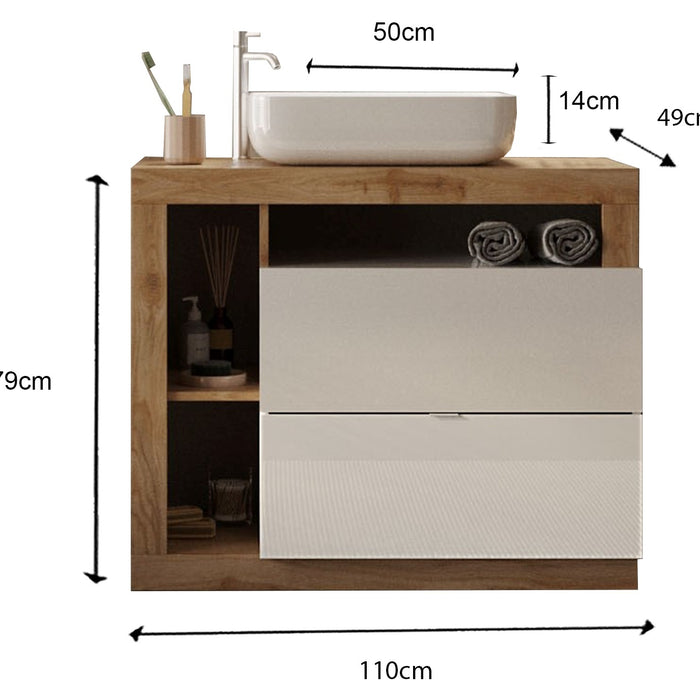 Benvenuto Design Hamburg 110 cm Eiken Staand Wastafel en Onderkast