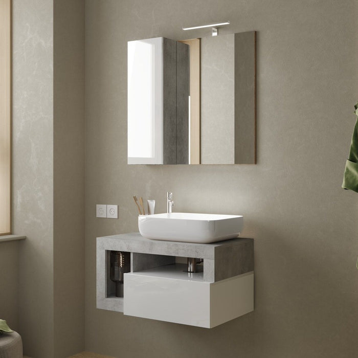 Benvenuto Design Hamburg 79 cm Zwevend Wastafel en Onderkast Beton