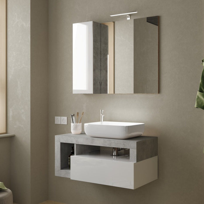 Benvenuto Design Hamburg 92 cm Zwevend Wastafel en Onderkast Beton