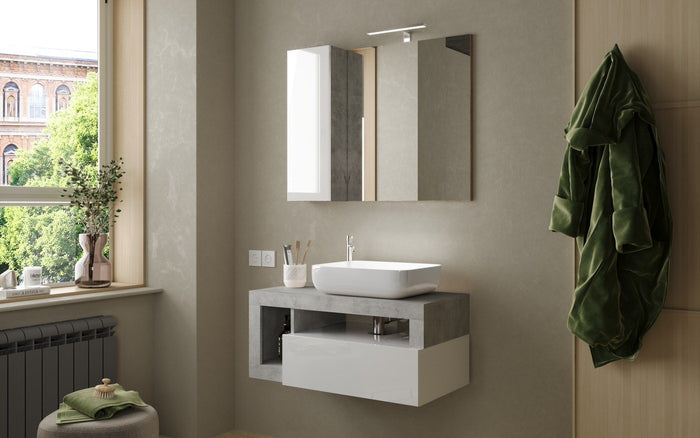 Benvenuto Design Hamburg 92 cm Zwevend Wastafel en Onderkast Beton