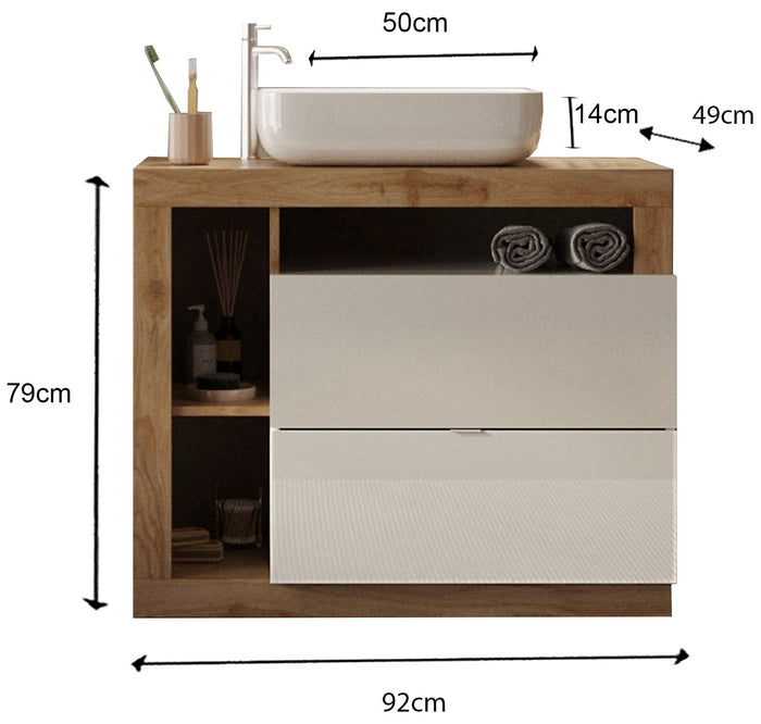 Benvenuto Design Hamburg 92 cm Eiken Staand Wastafel en Onderkast