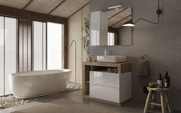 Benvenuto Design Hamburg 92 cm Eiken Staand Wastafel en Onderkast