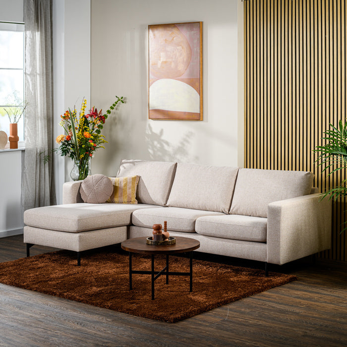 Lions Design Moulin Beige 3-zits Bank + Chaise Longue Rechts|Links